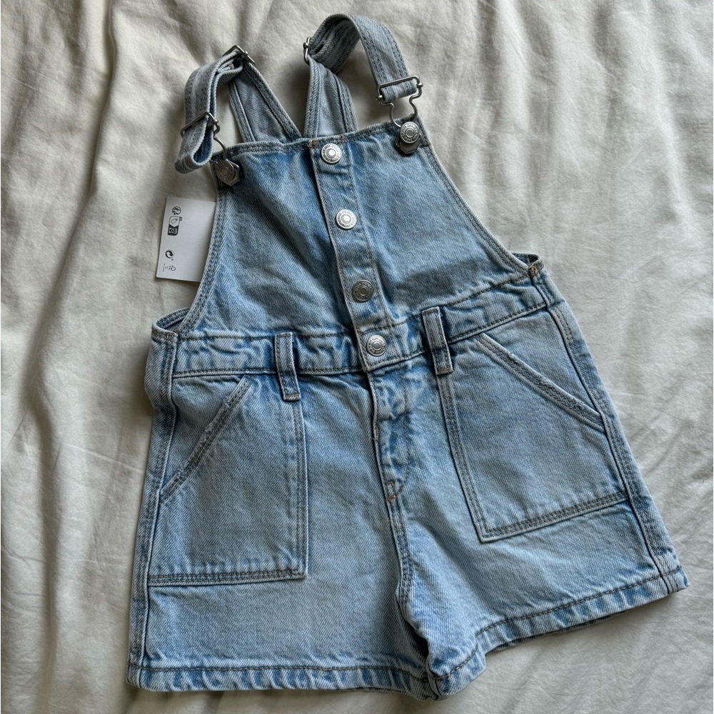 NWT Zara Girls Denim Jean Overall Shorts 18M